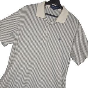 Polo Golf Ralph Lauren Men's Short Sleeve Polo Shirt Sz Large Striped White